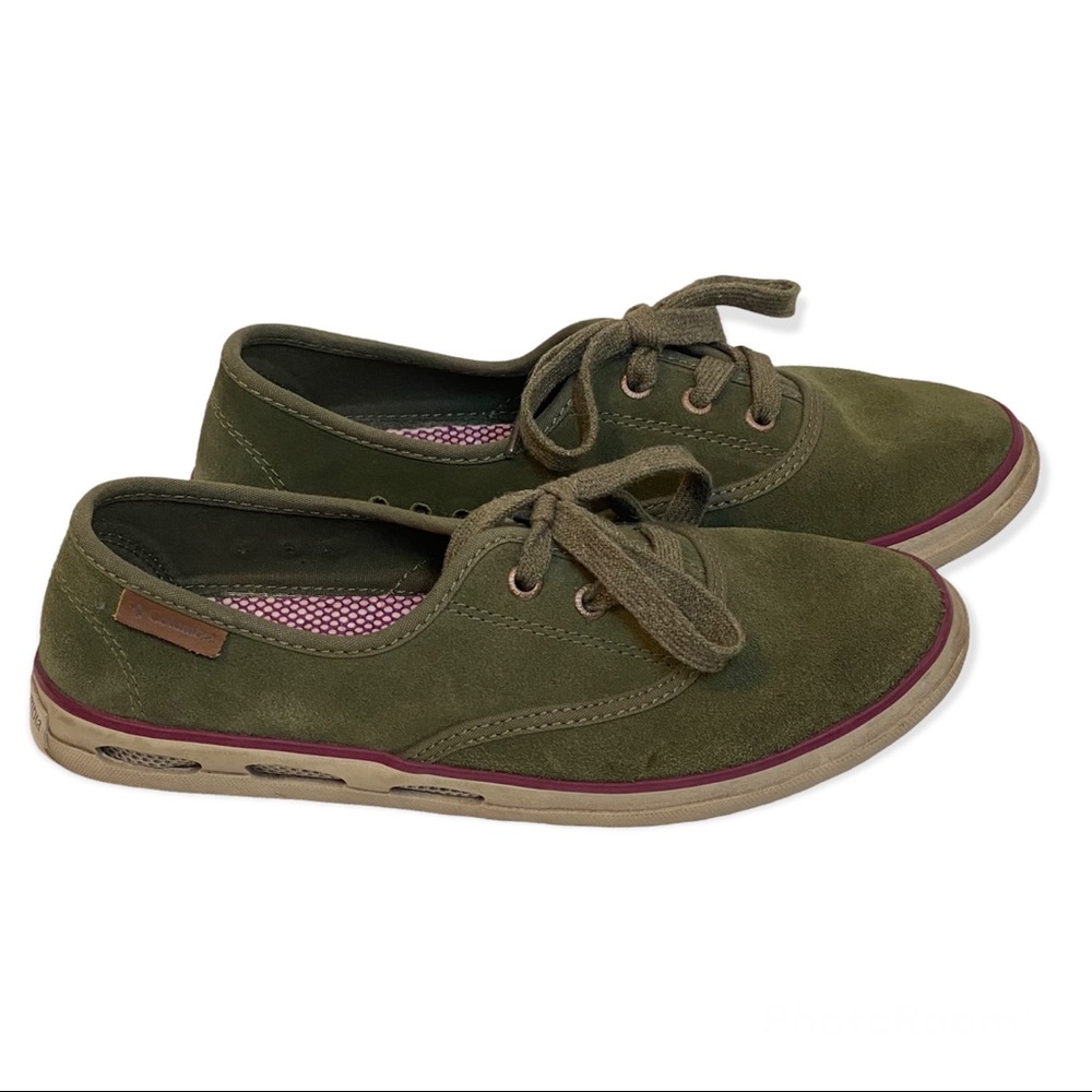 Columbia Vulc N Vent Sneakers Size 7 Green Suede Lace Up Shoes